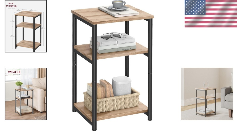 Modern Camel Brown Nightstand with Steel Accent