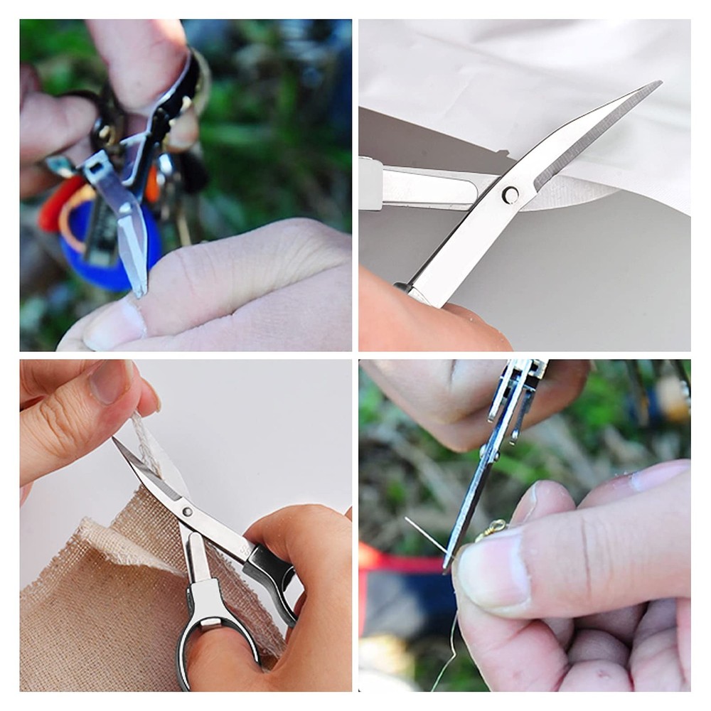 ATIVERE Folding Scissors 2 PCS Foldable Secure TSA Keychain Silver