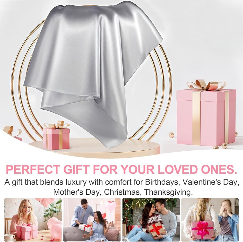 Silk pillowcase set with hidden zipper, silk satin pillowcase