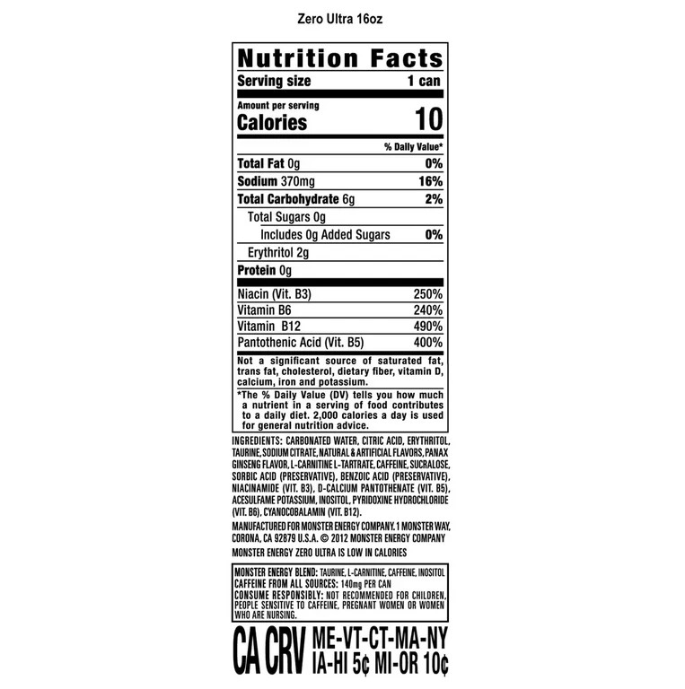 Monster Energy Zero Ultra 16 fl. oz., 24 pk