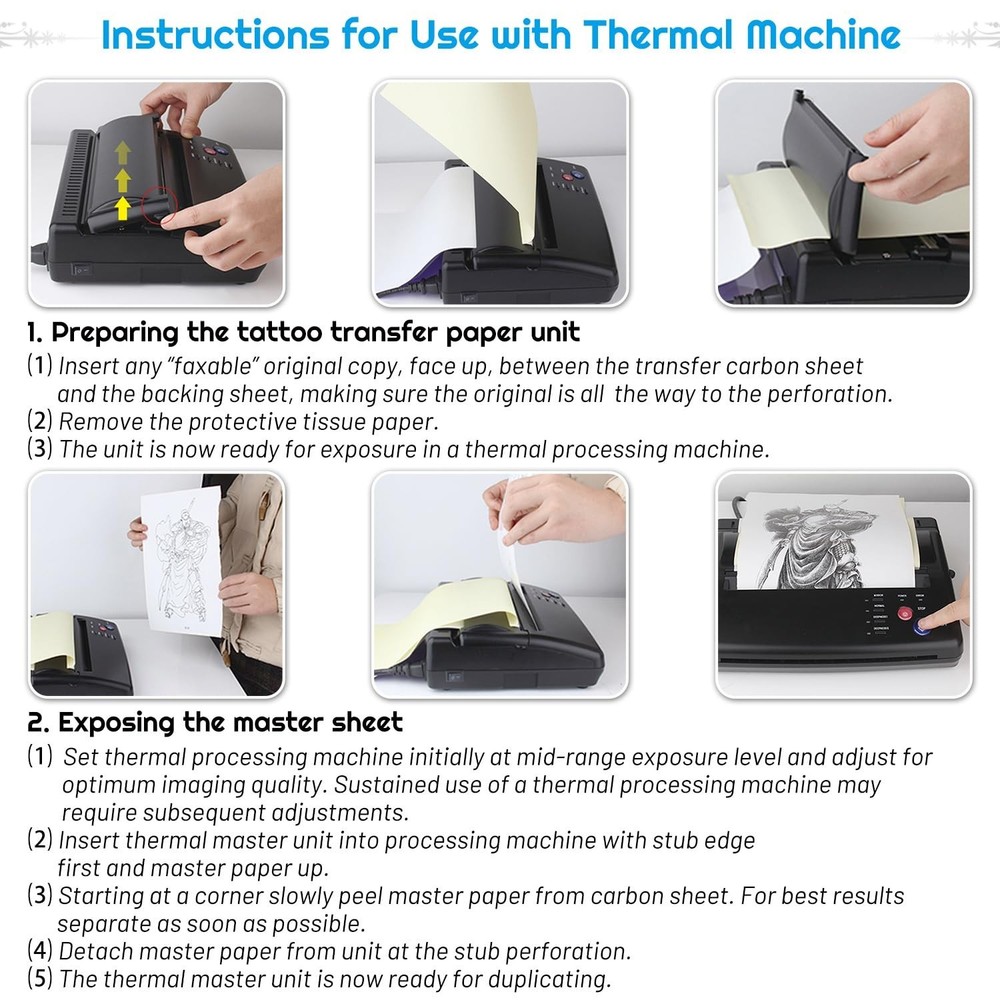 35 Sheets Durable Tattoo Transfer Paper - Easy Skin Application, Water-Resistant