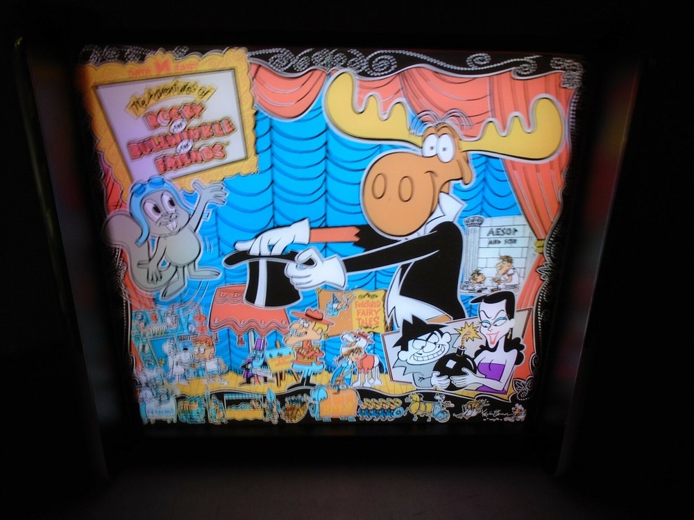 Rocky & Bullwinkle Pinball Head LED Display light box