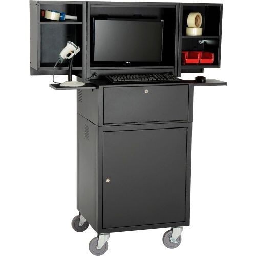Global Industrial™ Mobile Fold-Out Computer Security Cabinet, Black