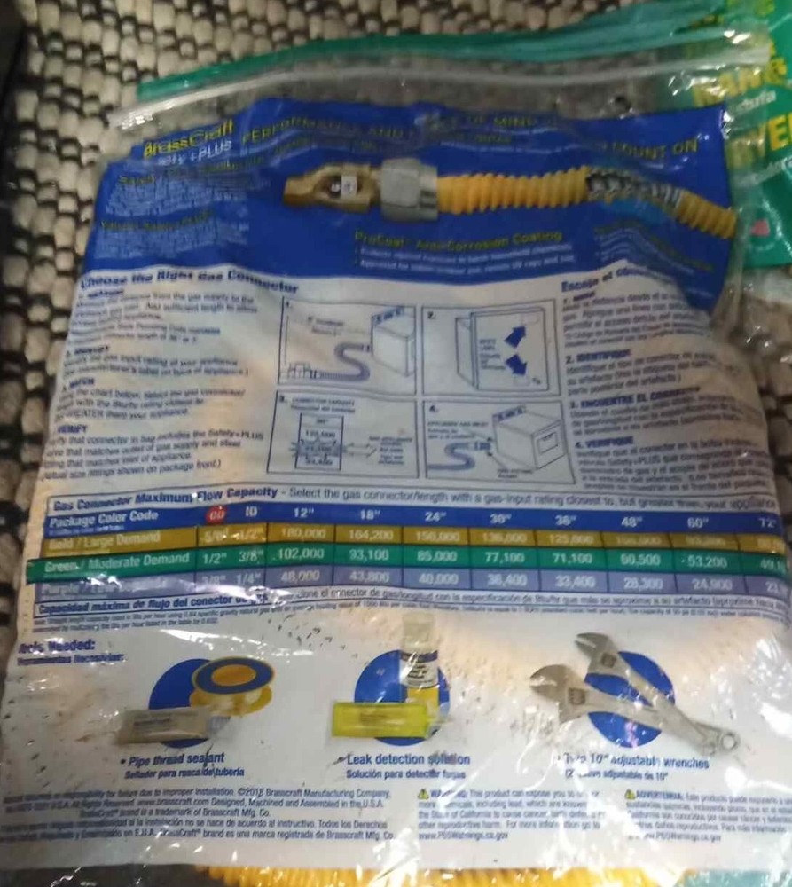 BrassCraft CSSD44-48 P 1/2" MIP x 1/2" MIP 48-Inch Gas Appliance Connector