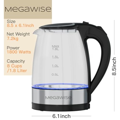 Electric Glass Kettle with Auto Shut-Off (1.8L)