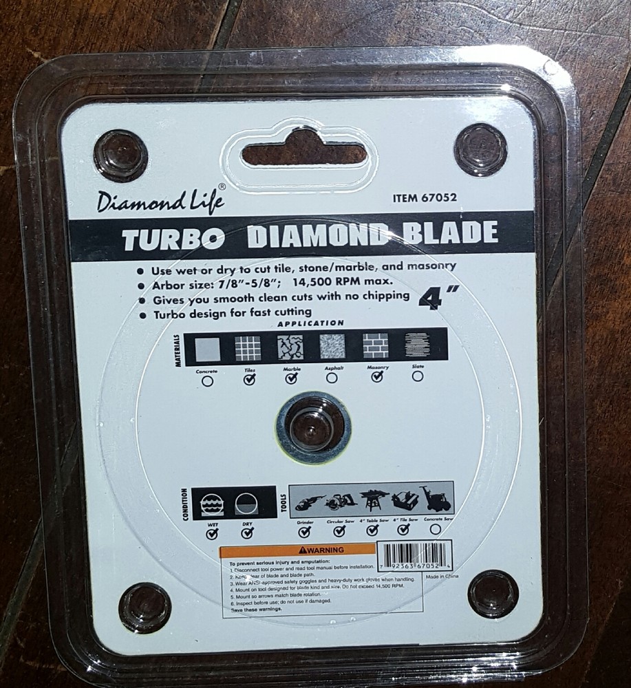 4" Turbo Diamond Blade-Tile, Stone/Marble & Masonry ~ Item #67052