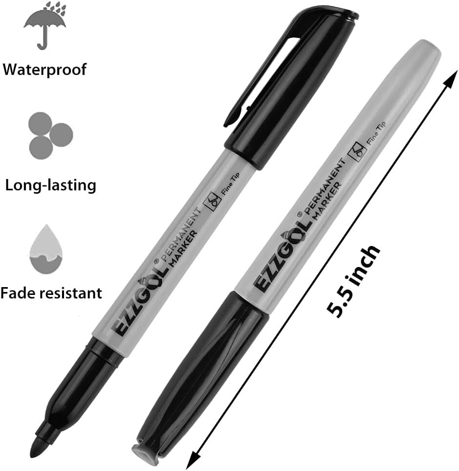 Permanent Markers Bulk 72 Pack Black Permanent Marker Set Fine Tip Waterproof Ma