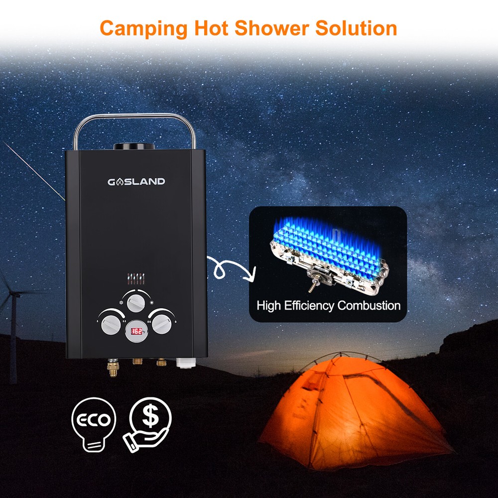 Gasland 6L Outdoor Tankless Hot Water Heater Propane Gas Portable Camping Shower