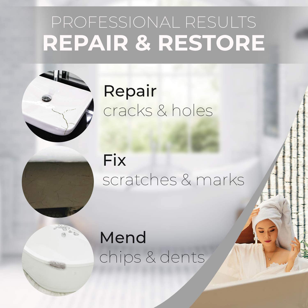 Bathroom Tub Repair Kit, Fixes Cracks, Scratches - Suitable for Various Surfaces