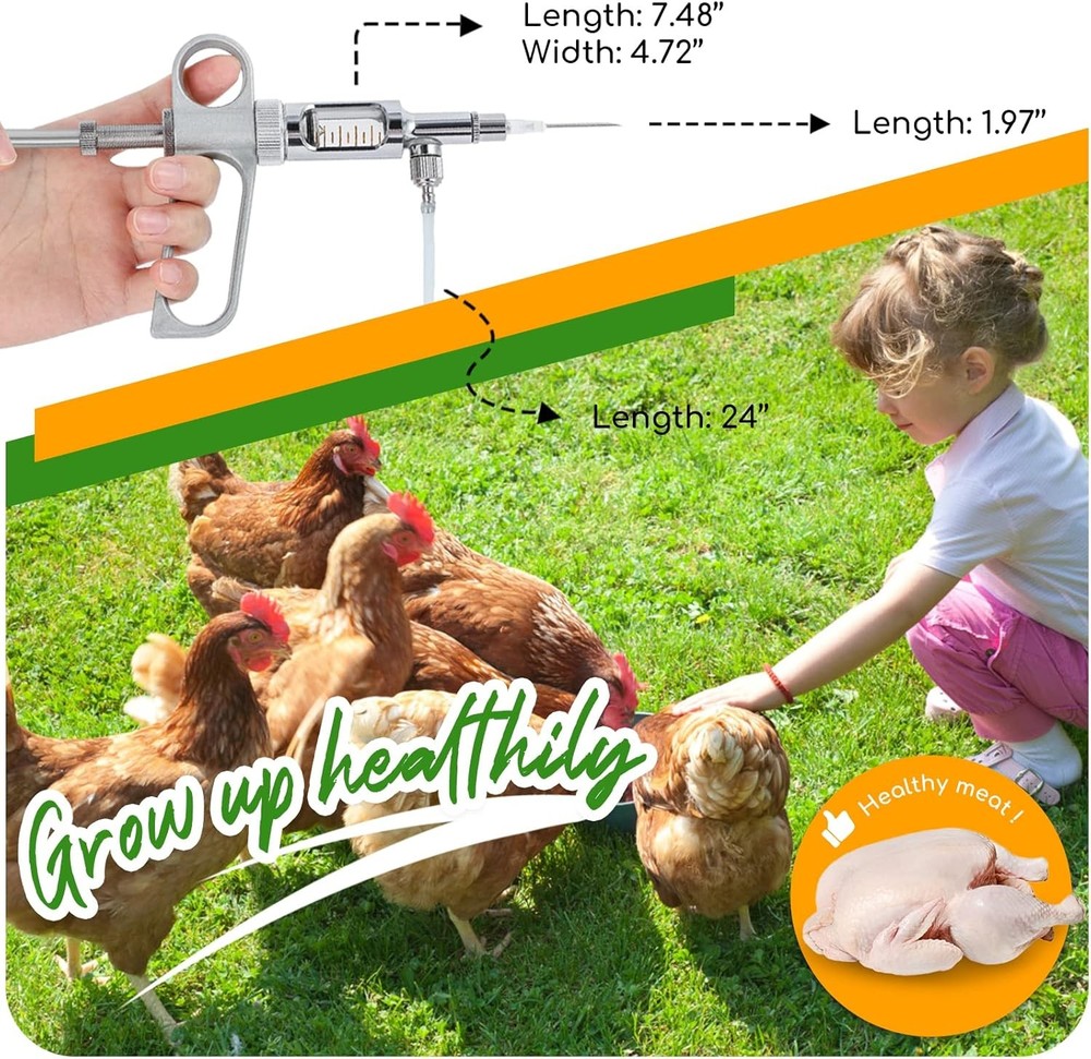 NEWTRY 5ml Livestock Syringe, Continuous Adjustable Animal Syringe,...