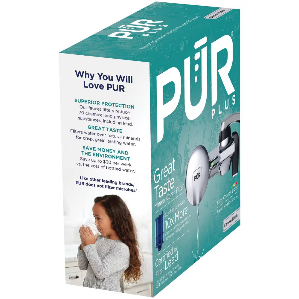 PUR Filtration PLUS Faucet Horizontal Mount Water Filtration System Chrome