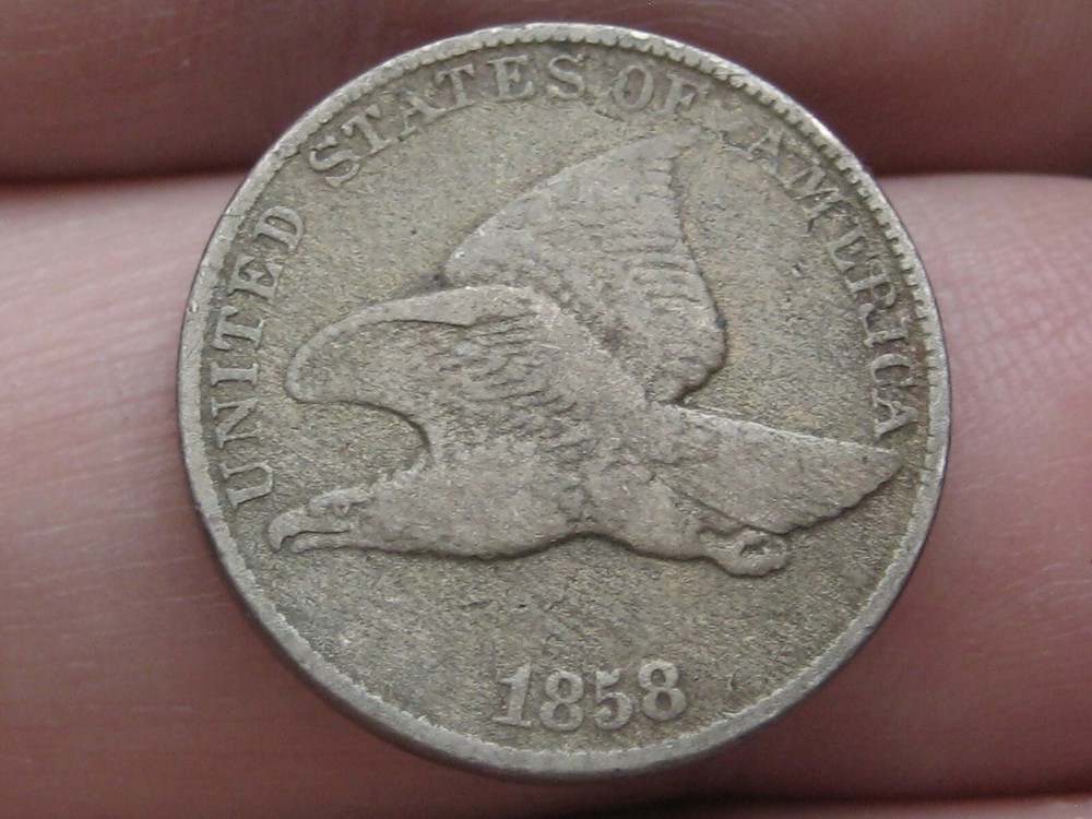 1858 Flying Eagle Penny Cent- Large Letters, Fine/VF Details