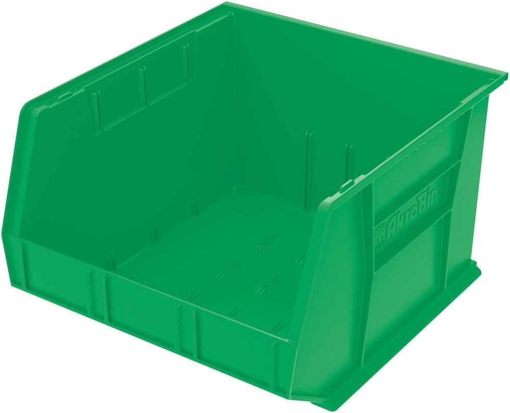 Stackable Green Storage Bins - 3-Pack for Garage & Pantry Organization