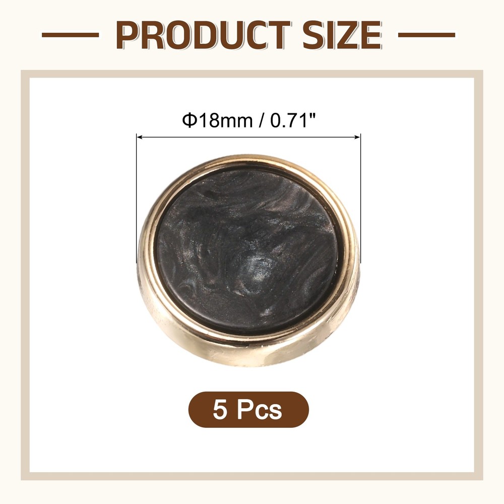 5Pcs Round Button, 18mm/0.7" Resin Decorative Pattern Button, Black