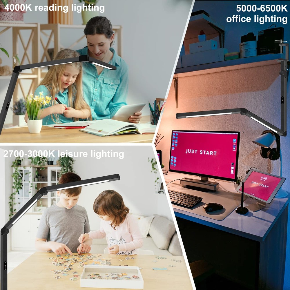 LED Desk Lamp with Clamp, Architect Dual Touch, Black+Touch