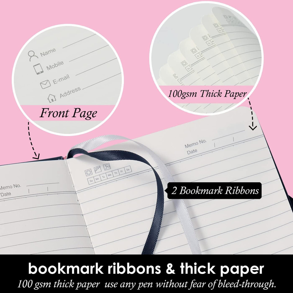 (3 Pack) Pocket Notebook Journal, Hardcover Small Mini Notebooks with Pens for W
