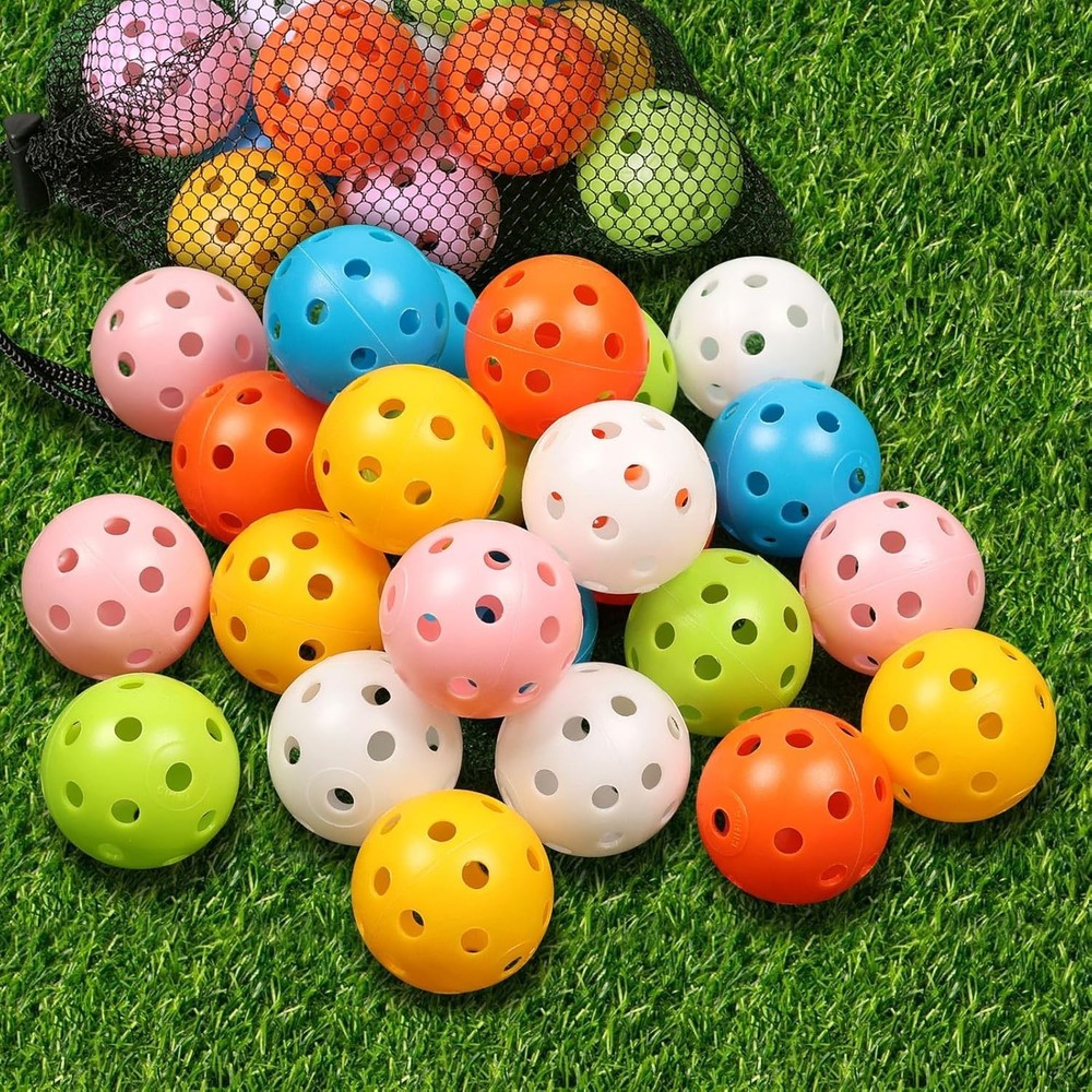 24 Pack Practice Golf Balls 40mm Limited Flight Plastic Training Colored