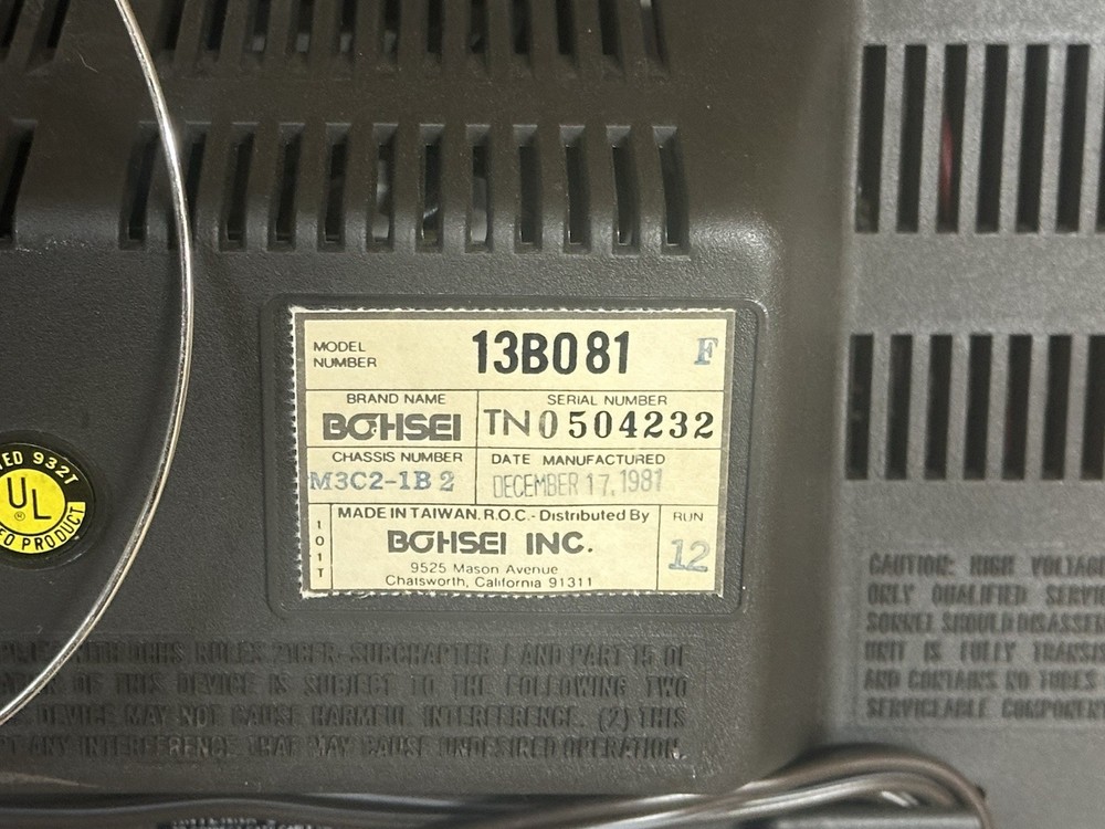 DEFECTIVE Vintage 1981 BOHSEI Model 13B081 13 G3D