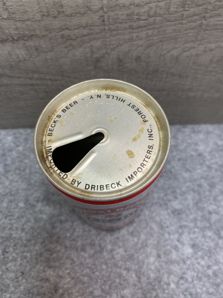 Beck's Bier Beer Can Vintage 12oz Red White Germany Import empty