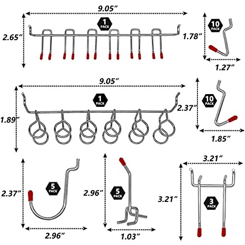 114 pcs Pegboard Hooks Assortment with Metal Hooks Sets, Pegboard Hooks Set