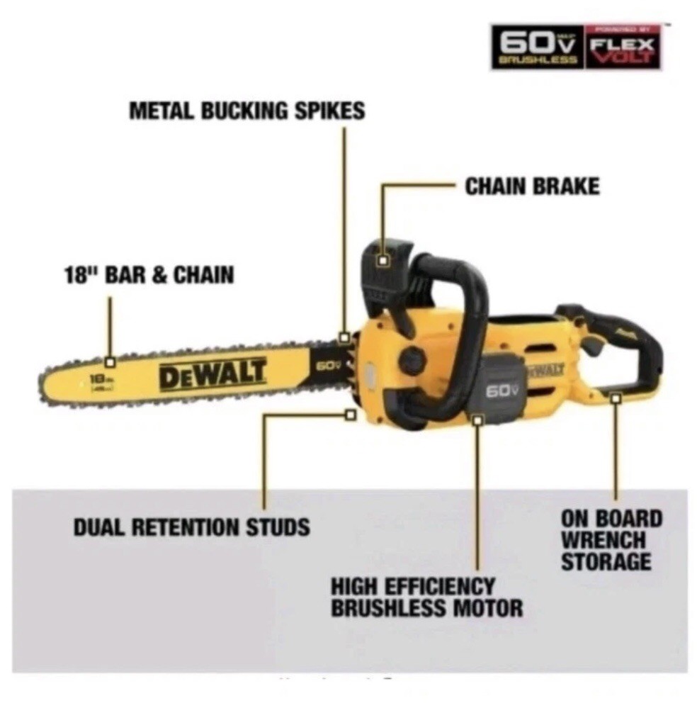 DEWALT DCCS672B FLEXVOLT 60V MAX 18" Cordless Brushless Chainsaw (Tool Only) NEW