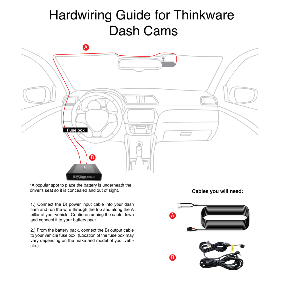 Spliced Hardwire Kit for Thinkware Dash Cams