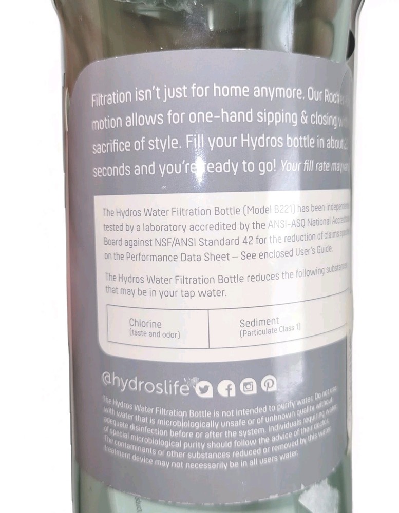 Hydros Fast-flo Tech Filtration 20 Oz Filtering Bottle W/multi Filter