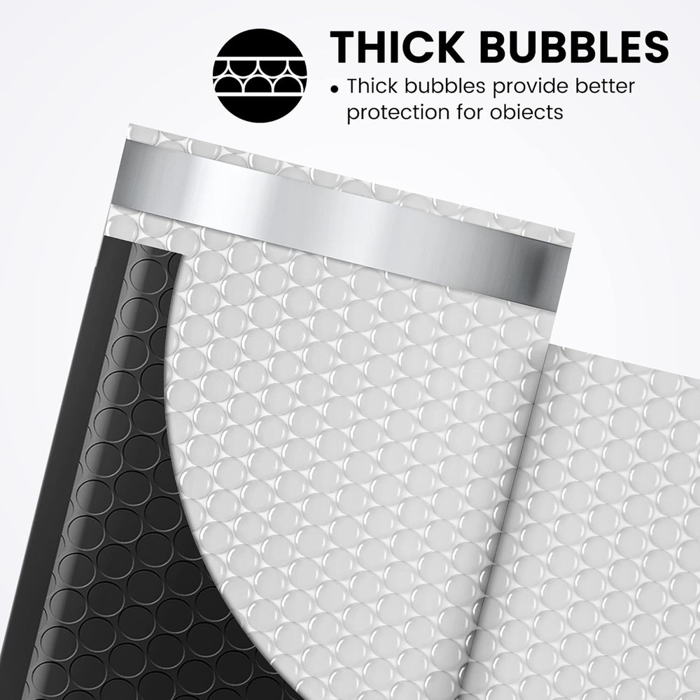 4x8 Black Bubble Mailers 100 Pack Waterproof Self Seal Padded Envelopes