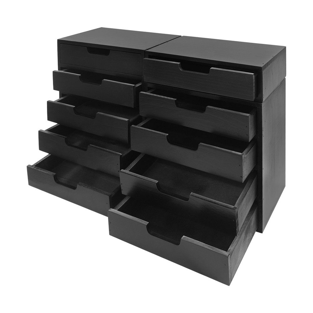 10*Drawers Cabinet Desktop Storage Organizer Desktop Wood Stackable Drawer Rack