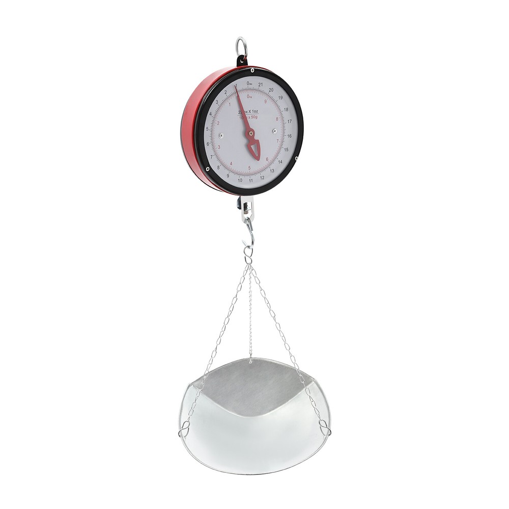 22LBS Double-Sided Dial Mechanical Hanging Scale with Scoop/Chain for Kitchen