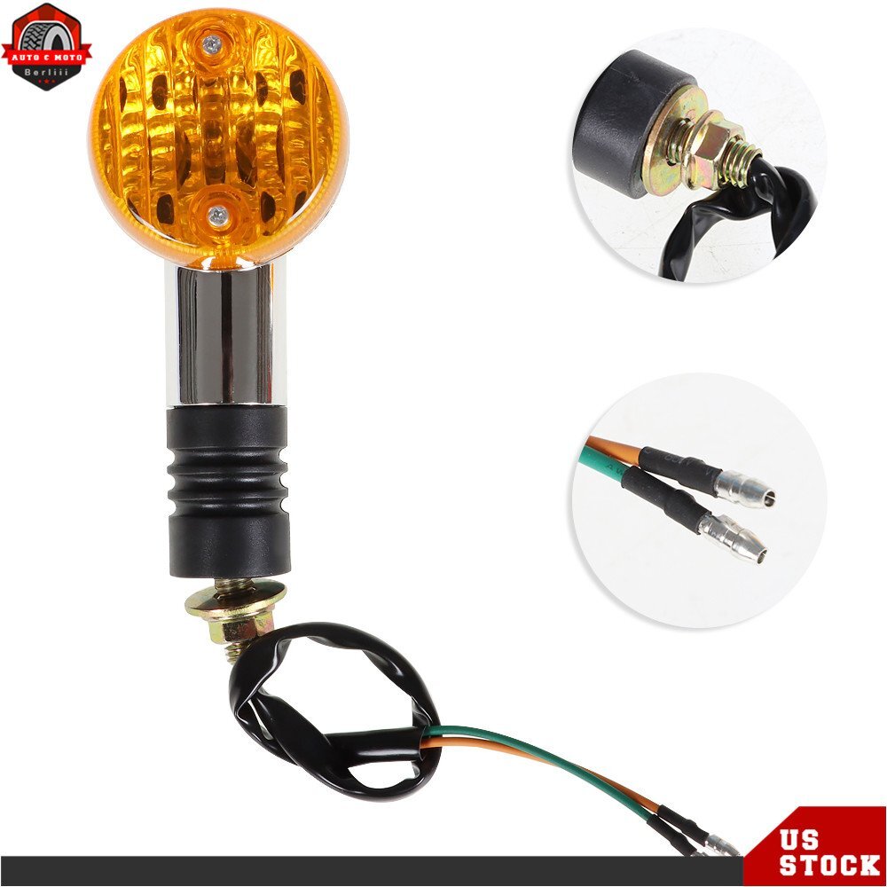 2×Amber Chrome Front Rear Turn Signal Blinker Indicator Light Motorcycle