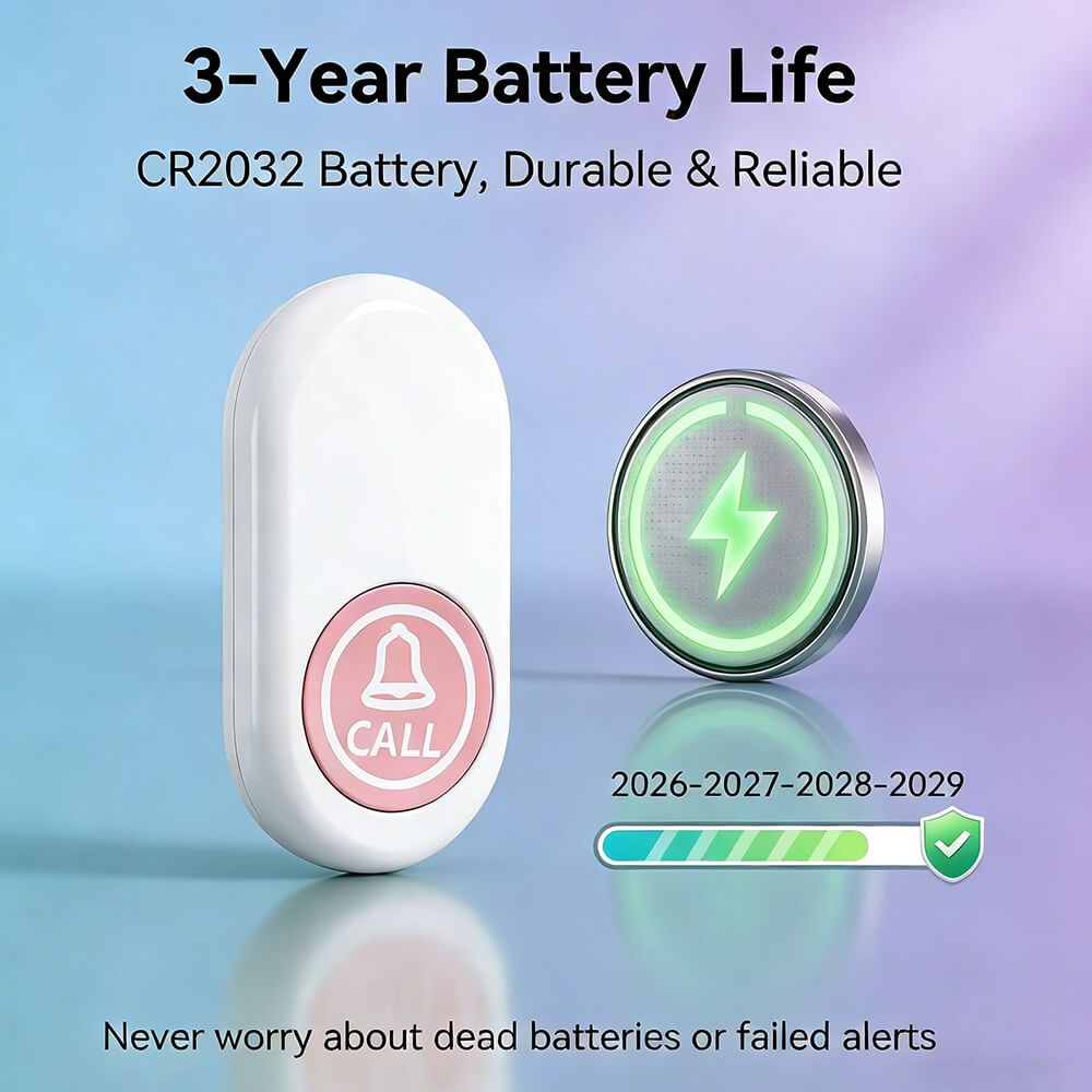 Wireless Caregiver Pager System Call Buttons Transmitters 656ft Plugin Receiver