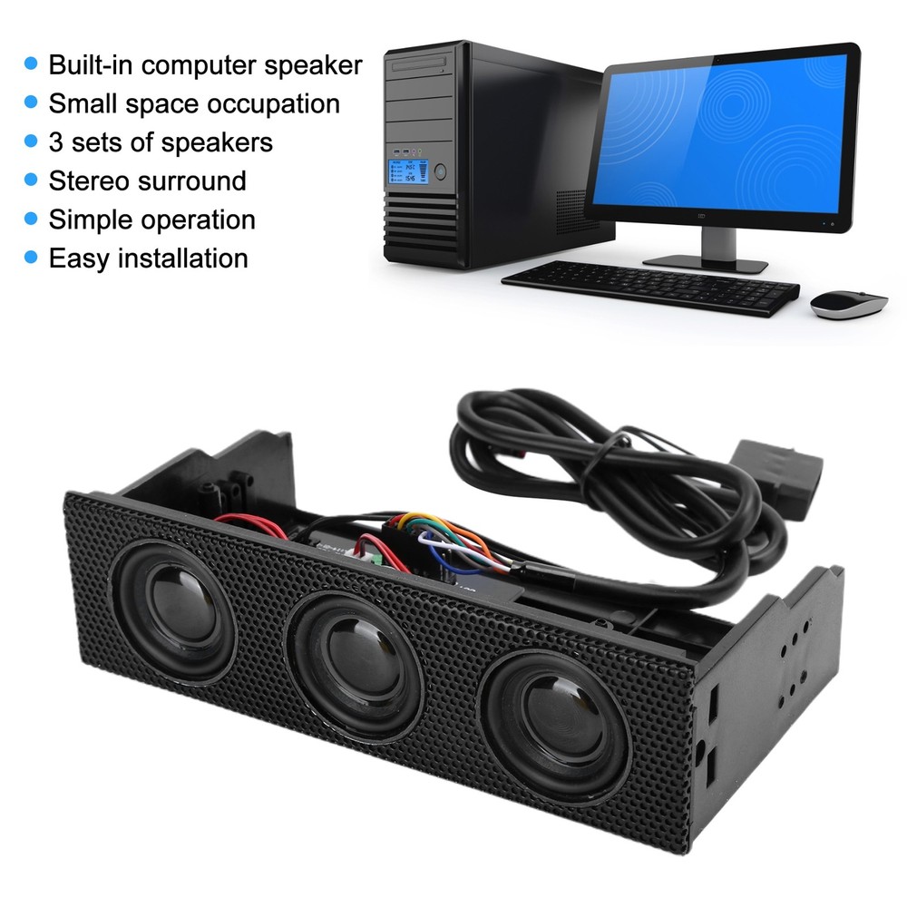 PC Front Panel Speaker Stereo Surround Computer Case Builtin Mic Loudspeaker