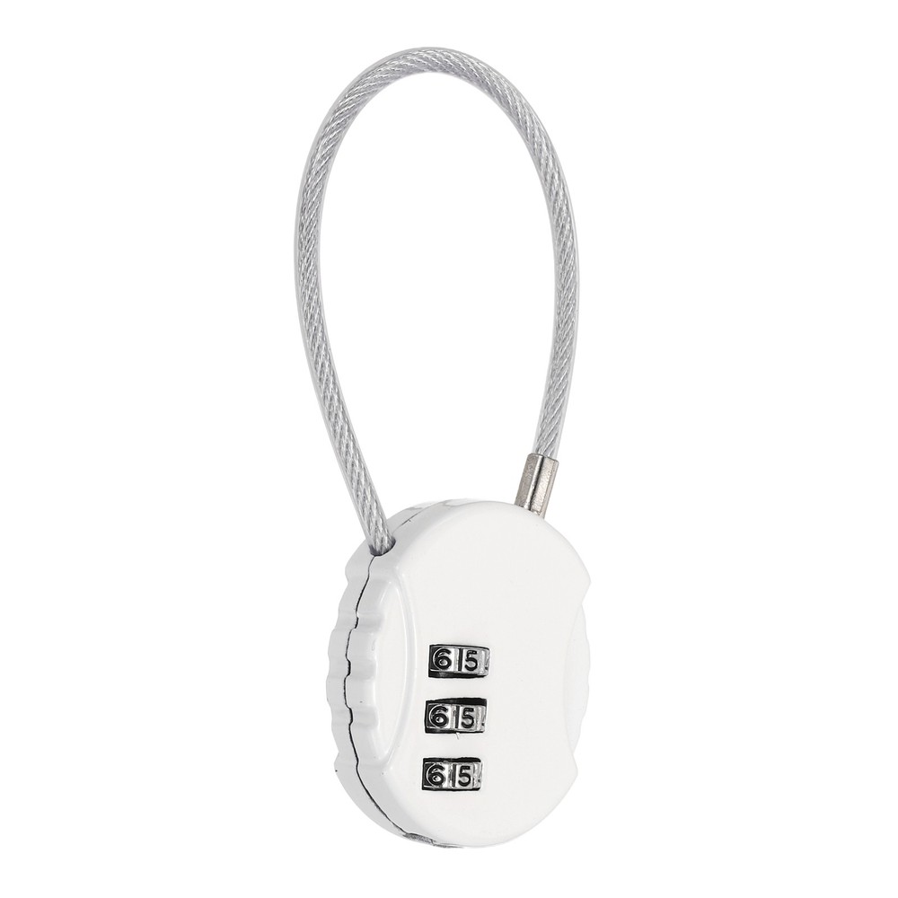 1-Pack Combination Padlock, 3 Digit Round Shaped Cable Luggage Lock [White]