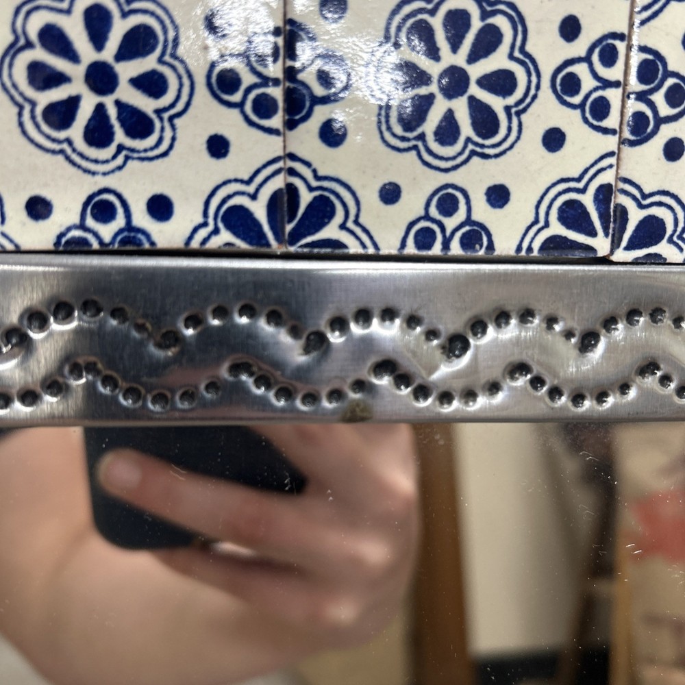 16’ By 19’ Medium Mexican Tile & Tin Framed Wall Mirror, Hand Made