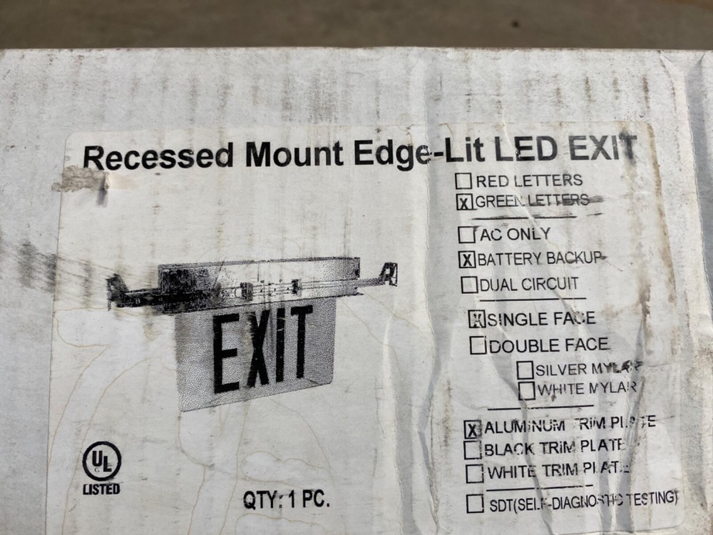 (A) EELP UR-EDGR1GCA -EM Recessed mount edge-Lit LED EXIT