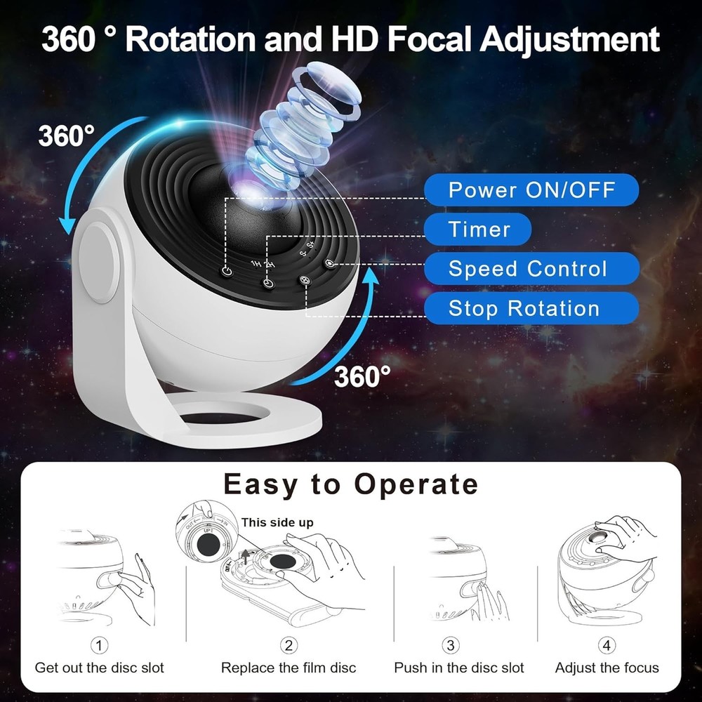 Cosmic Star Projector for Bedroom: 13-Scenarios & Automatic Timer Settings