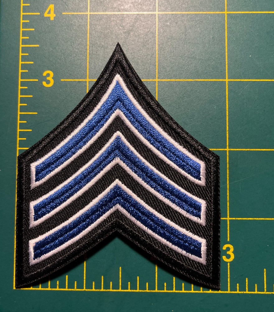 sergeant rank patch 3.5" tall chevron police patch 3 stripe Sergeant stripes