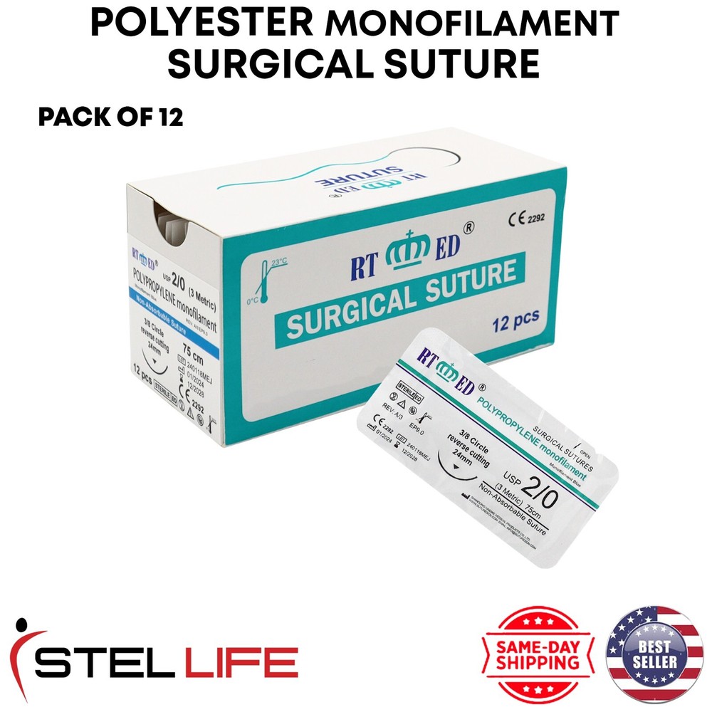 Polypropylene 2/0 Suture Practice Sutures Thread Kit Sterile Threads & Needle
