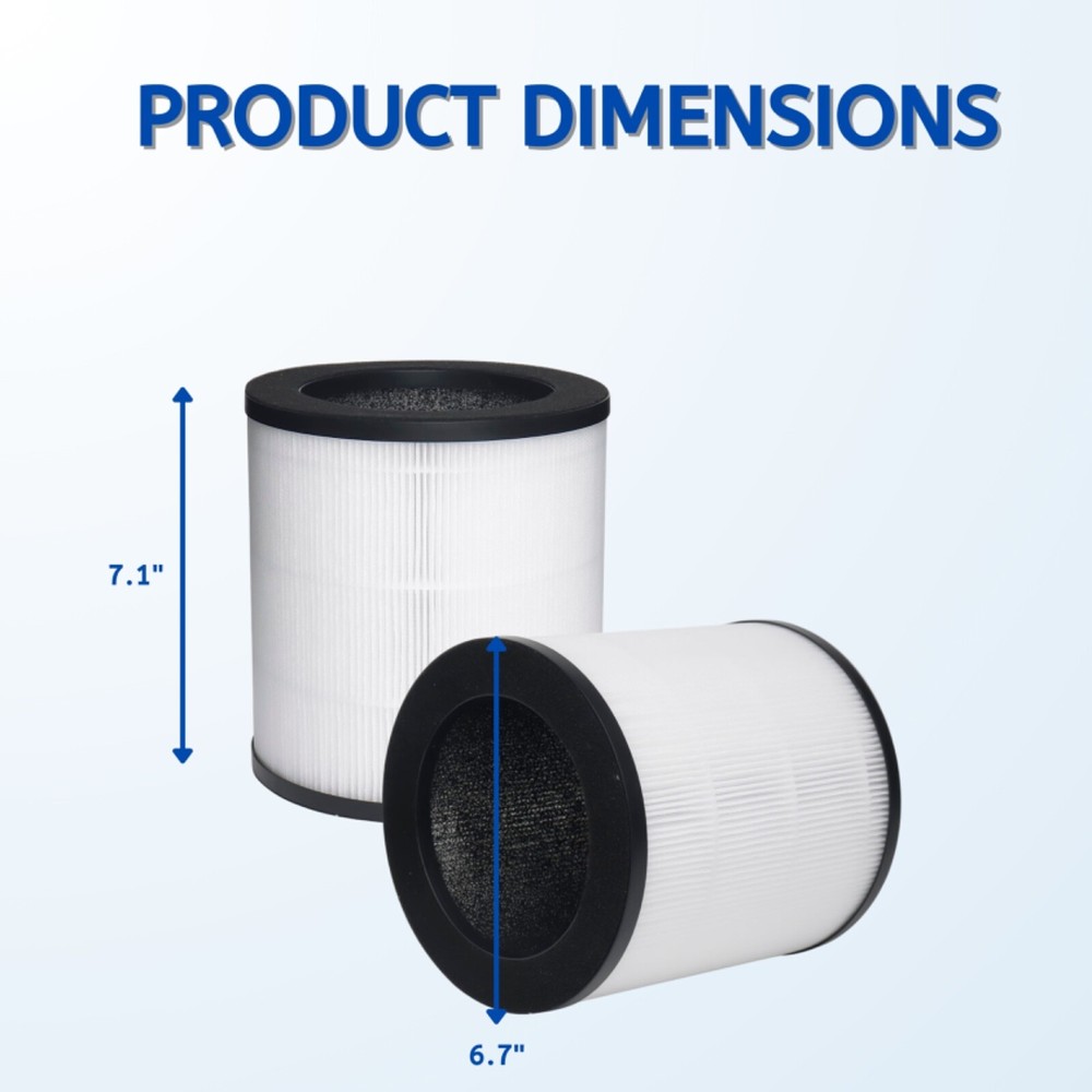 True HEPA Activated Carbon Replacement Filter for MOOKA Air Purifier M02, 4 Pack