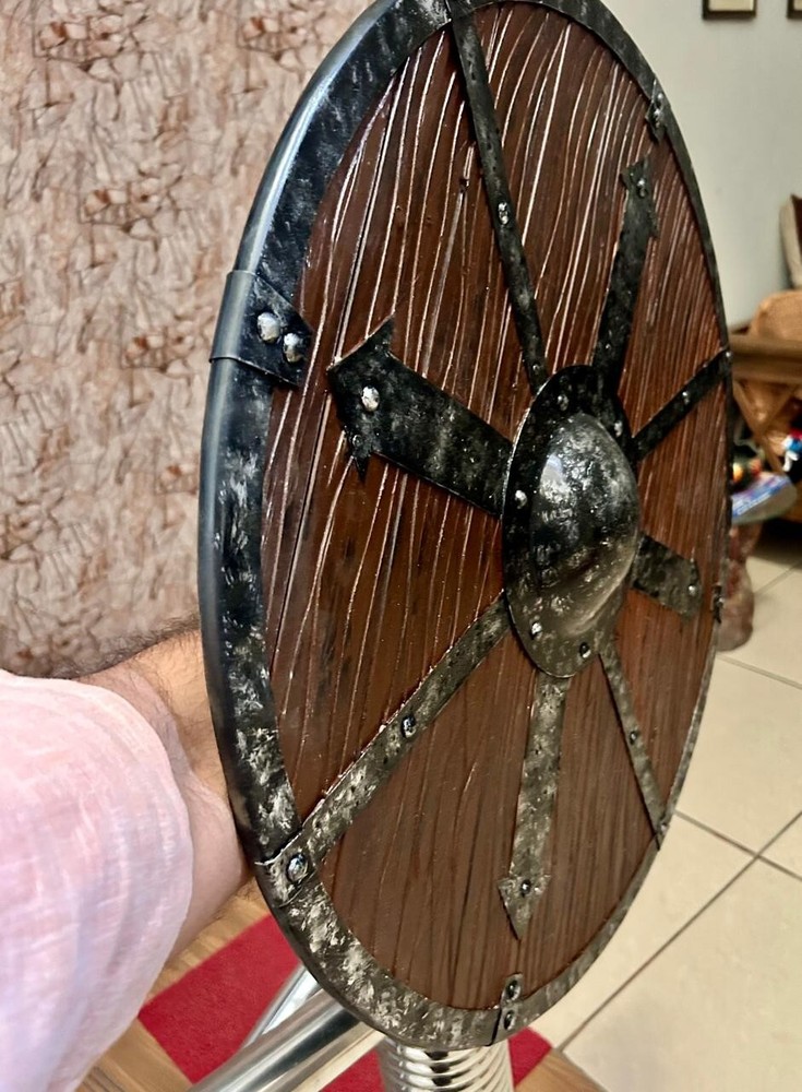 Medieval Viking Shield 24" – Authentic Round Design in Brown-Black pattern