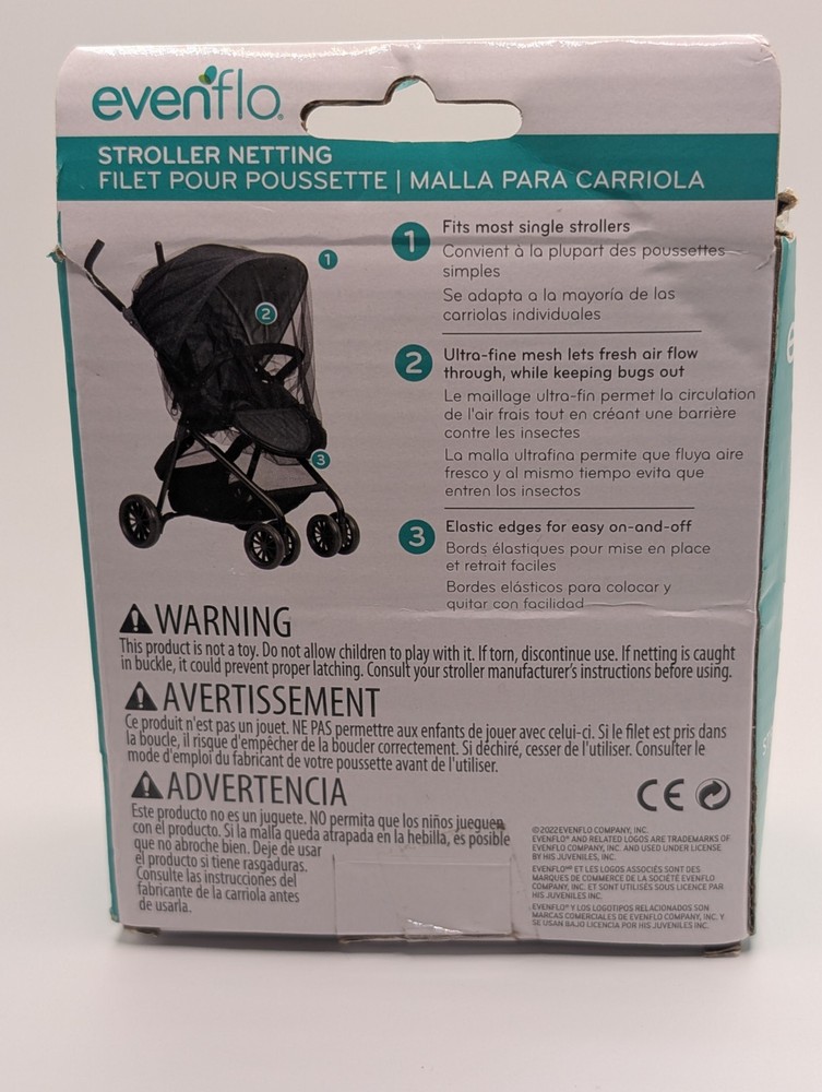 Evenflo Stroller Insect Netting Black Open Box New Item