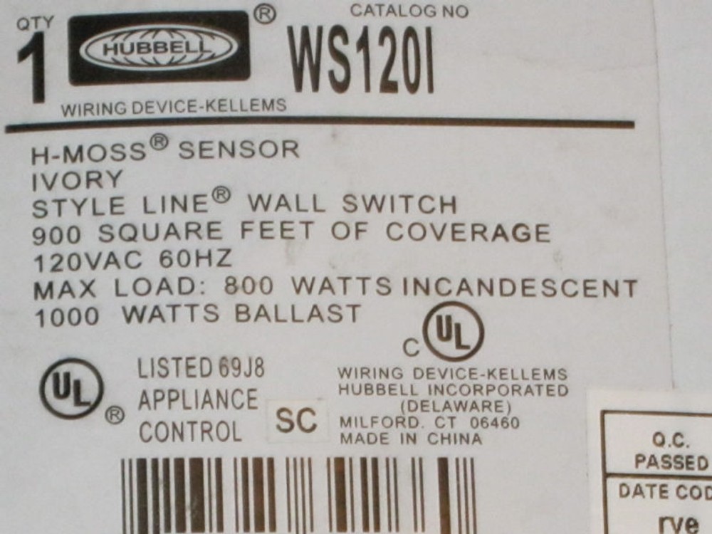 Hubbell WS120I H-Moss Sensor Style Line Switch