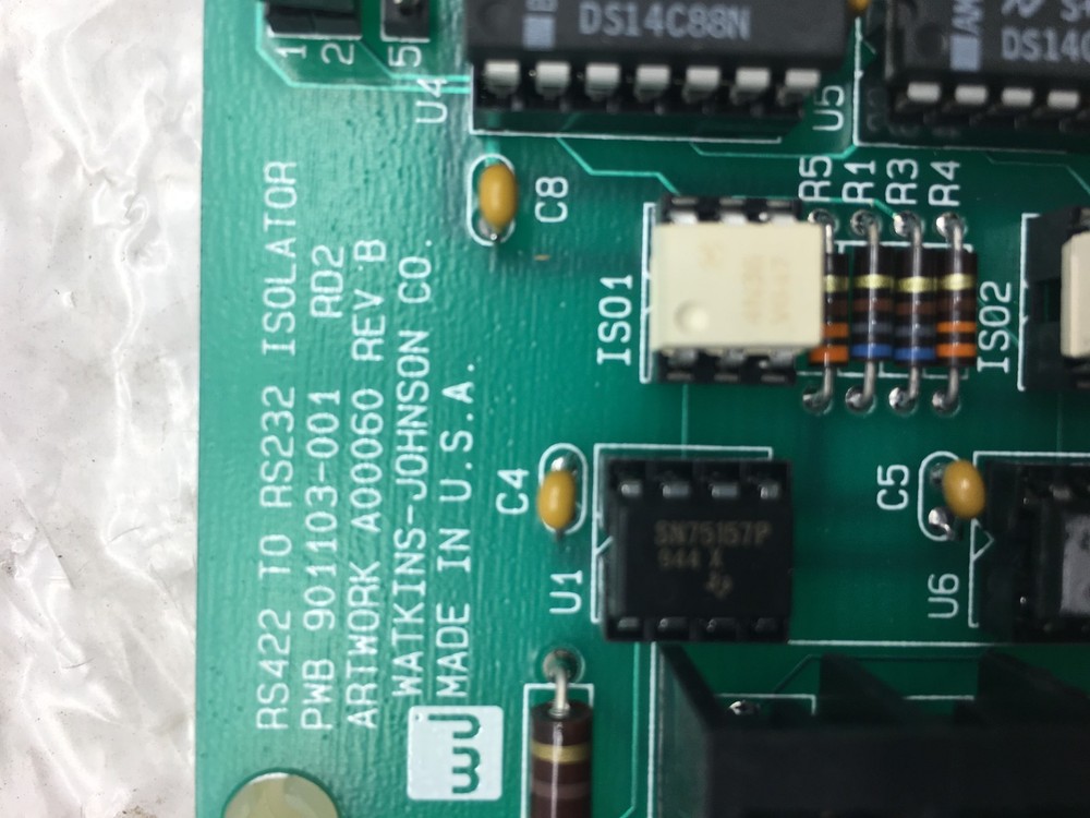 WATKINS JOHNSON 901103-001 RS422/RS232-APL ISOLATOR PCB ASSLY W/UNIVERSAL MICRO