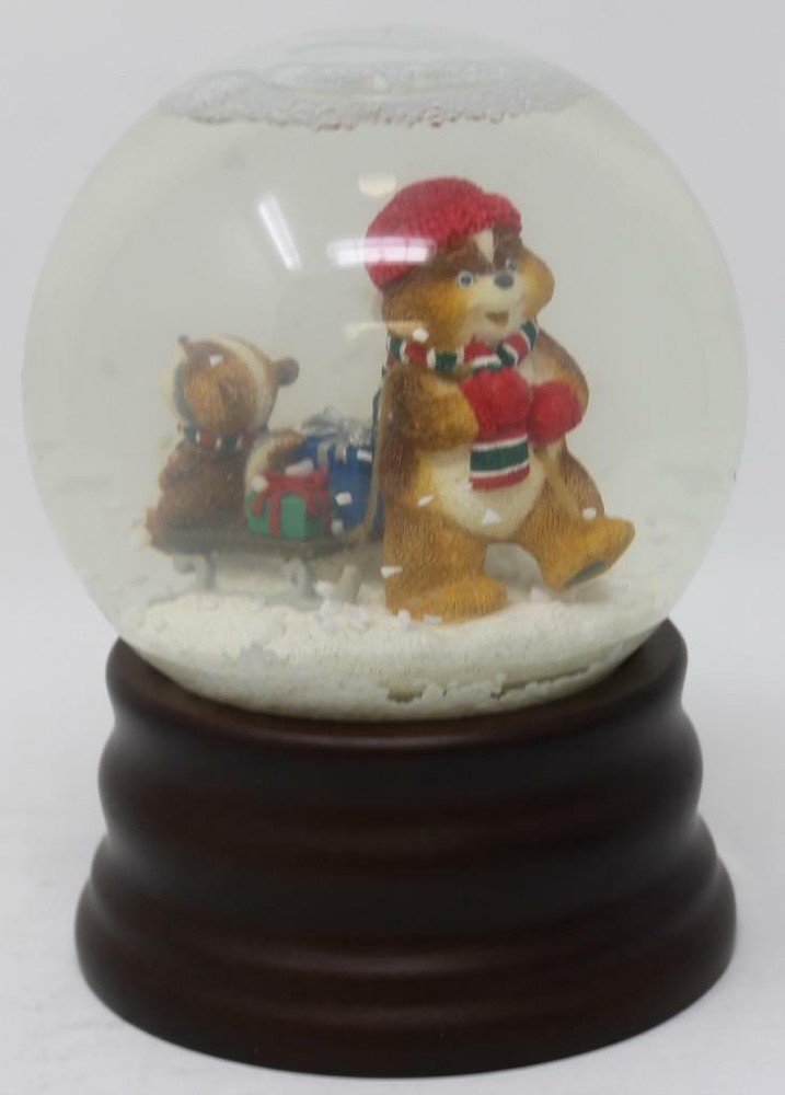 Eddie Bauer Snow Globe Bear with Sled 5" Tall