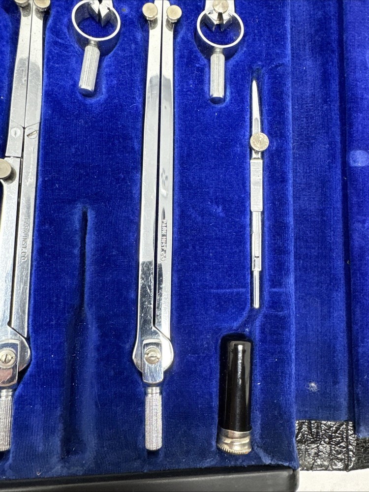 Vintage Park Instruments #900 Drafting Kit Missing 1 tool Leather Case
