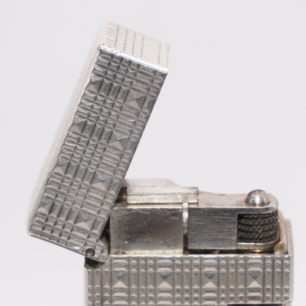 Dunhill Lighter Silver Tartan Pattern-Ultrasonically Cleaned_Working