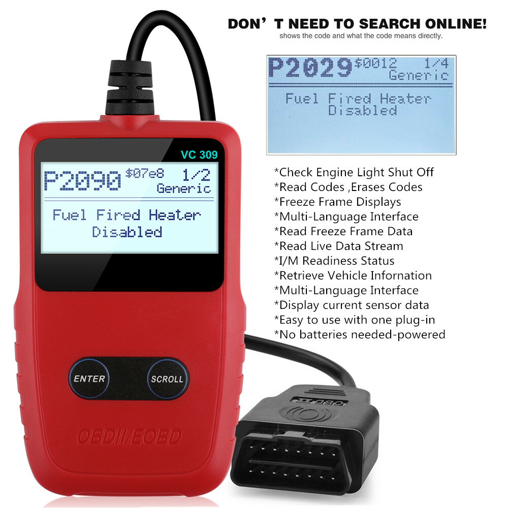 VC309 OBDII Scanner Automotive Engine Check Fault Code Reader Diagnostic Tool