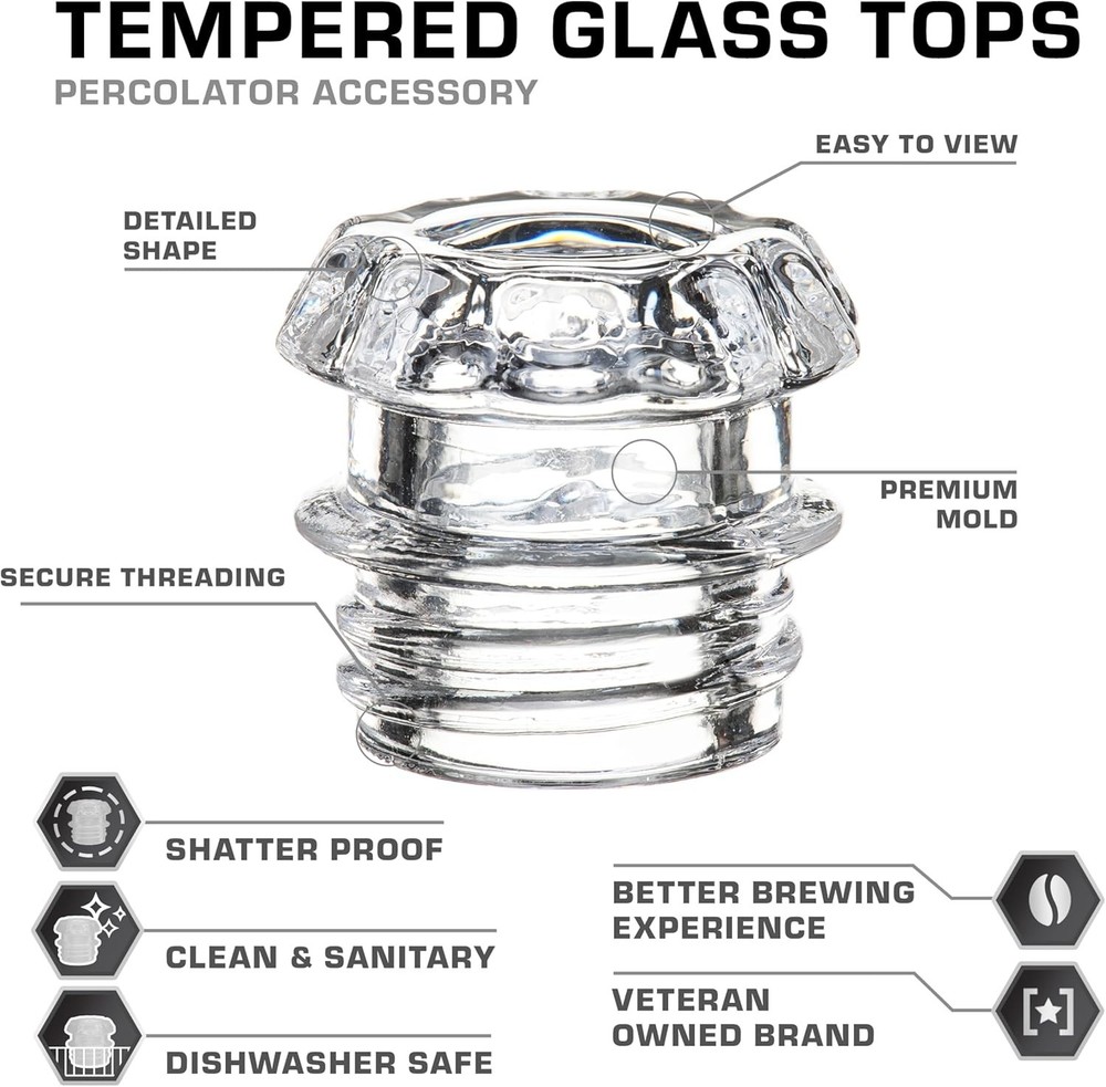 Coffee Percolator Glass Top Replacement - Pack of 2