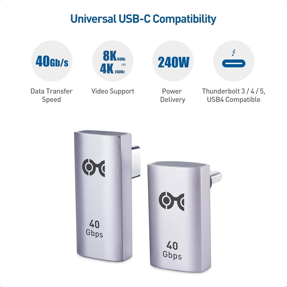Cable Matters Combo-Pack 40Gbps Vertical Right Angle USB-C Adapter Kit